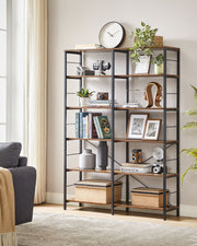 6 Tier Industrial Bookshelf Rustic Brown and Black with Open Shelves for Home Office by Vasagle