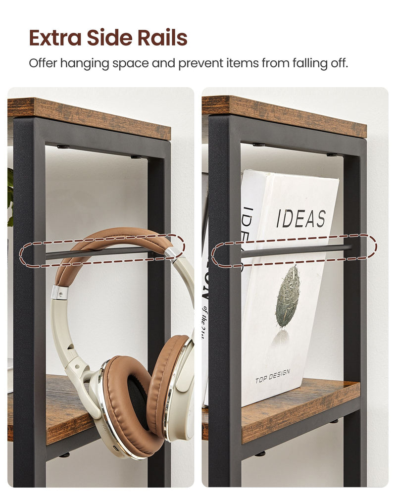 6 Tier Industrial Bookshelf Rustic Brown and Black with Open Shelves for Home Office by Vasagle