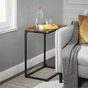 Rustic Wooden Side Table with Metal Frame for Living Room and Bedroom by Vasagle