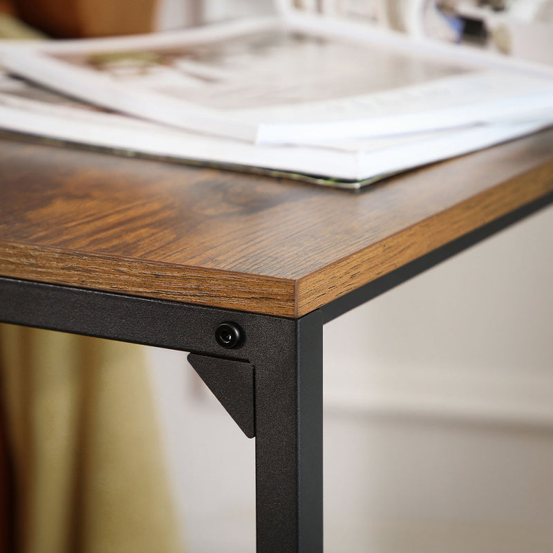 Rustic Wooden Side Table with Metal Frame for Living Room and Bedroom by Vasagle