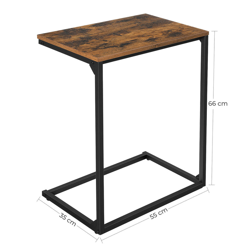 Rustic Wooden Side Table with Metal Frame for Living Room and Bedroom by Vasagle