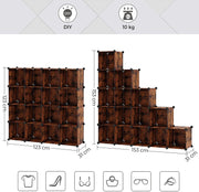Diagram of the cube unit at 123 x 31 x 123 cm square and 153 x 31 x 153 cm staircase by Songmics