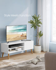 White TV Stand Cabinet for TVs up to 55 Inches with Open Storage 120 cm Wide by Vasagle