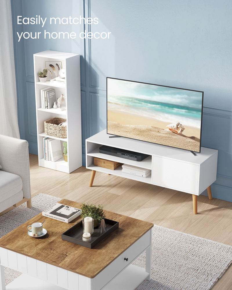 White TV Stand Cabinet for TVs up to 55 Inches with Open Storage 120 cm Wide by Vasagle
