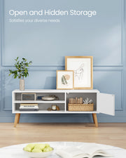 White TV Stand Cabinet for TVs up to 55 Inches with Open Storage 120 cm Wide by Vasagle