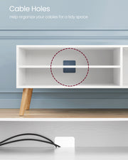 White TV Stand Cabinet for TVs up to 55 Inches with Open Storage 120 cm Wide by Vasagle