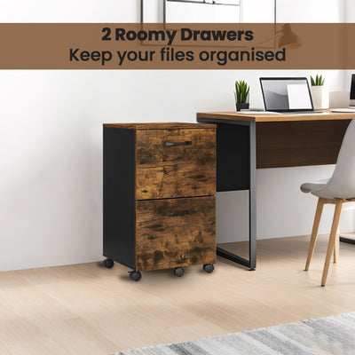 Rolling Filing Cabinet with 2 Drawers and A4 Hanging Rail for Home Office by Vasagle