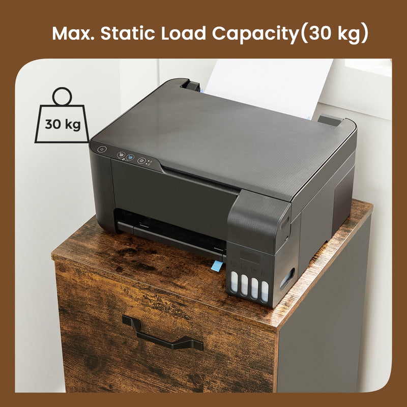 Rolling Filing Cabinet with 2 Drawers and A4 Hanging Rail for Home Office by Vasagle