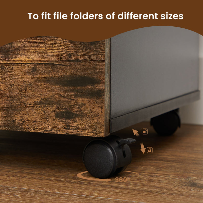 Rolling Filing Cabinet with 2 Drawers and A4 Hanging Rail for Home Office by Vasagle