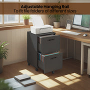 Rolling File Cabinet with 2 Drawers and A4 Hanging Rail for Home Office by Vasagle
