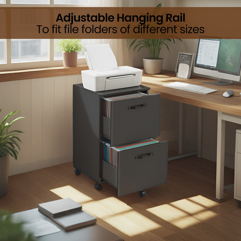 Rolling File Cabinet with 2 Drawers and A4 Hanging Rail for Home Office by Vasagle