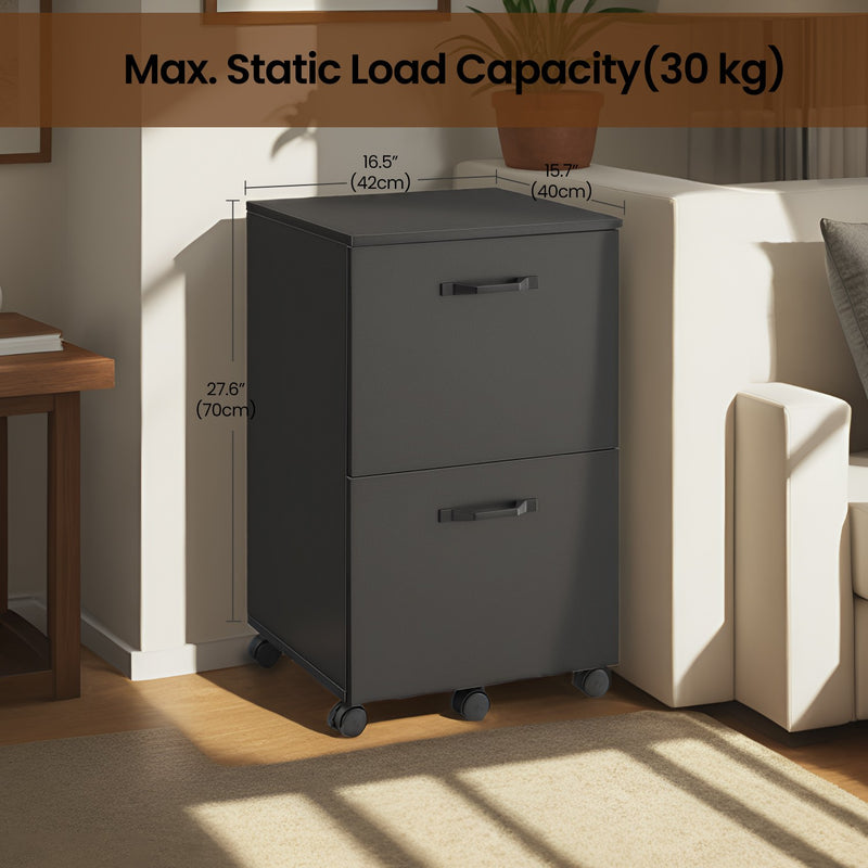 Rolling File Cabinet with 2 Drawers and A4 Hanging Rail for Home Office by Vasagle