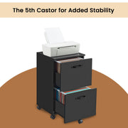 Rolling File Cabinet with 2 Drawers and A4 Hanging Rail for Home Office by Vasagle