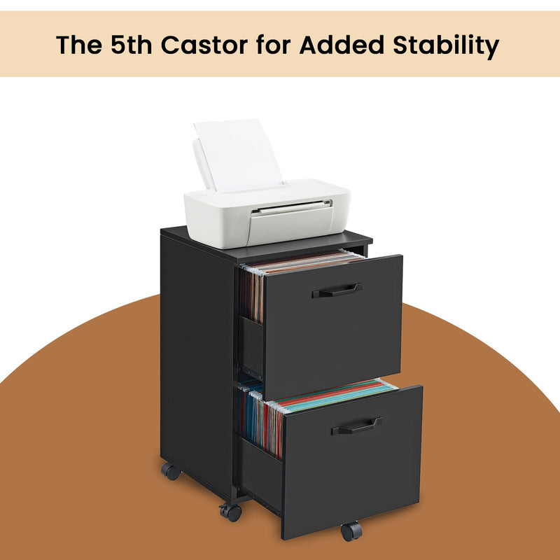 Rolling File Cabinet with 2 Drawers and A4 Hanging Rail for Home Office by Vasagle