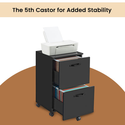 Rolling File Cabinet with 2 Drawers and A4 Hanging Rail for Home Office by Vasagle