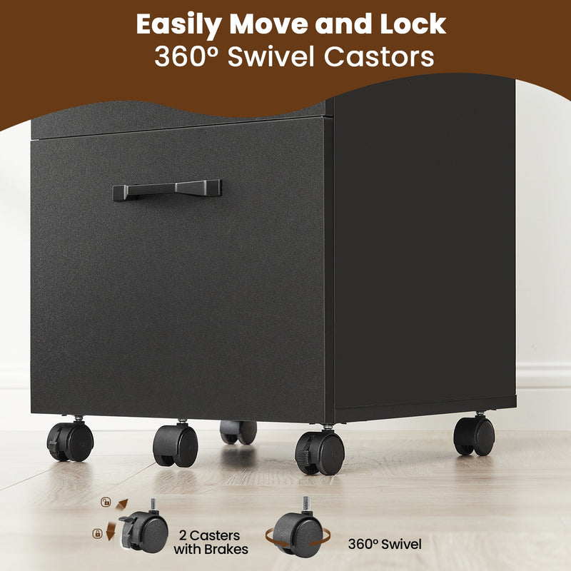 Rolling File Cabinet with 2 Drawers and A4 Hanging Rail for Home Office by Vasagle