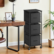 Black 3 Drawer Filing Cabinet and Printer Stand with Wheels for Home Office by Vasagle