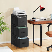 Black 3 Drawer Filing Cabinet and Printer Stand with Wheels for Home Office by Vasagle