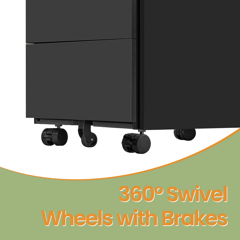 Lockable Mobile Filing Cabinet with 4 Drawers for Documents and Office Supplies by Songmics