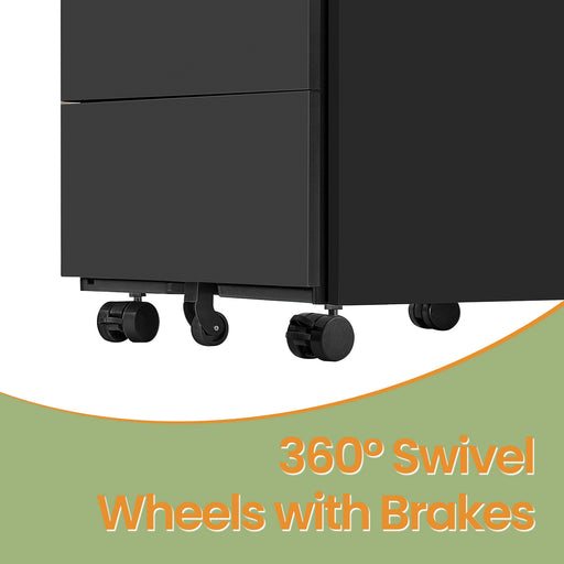 Lockable Mobile Filing Cabinet with 4 Drawers for Documents and Office Supplies by Songmics