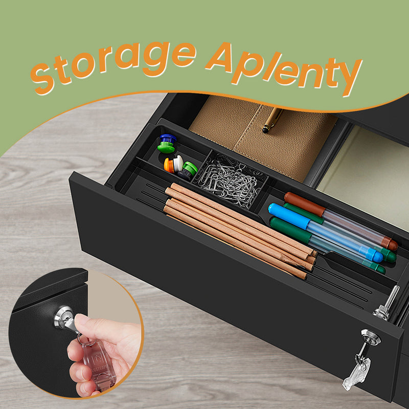 Lockable Mobile Filing Cabinet with 4 Drawers for Documents and Office Supplies by Songmics