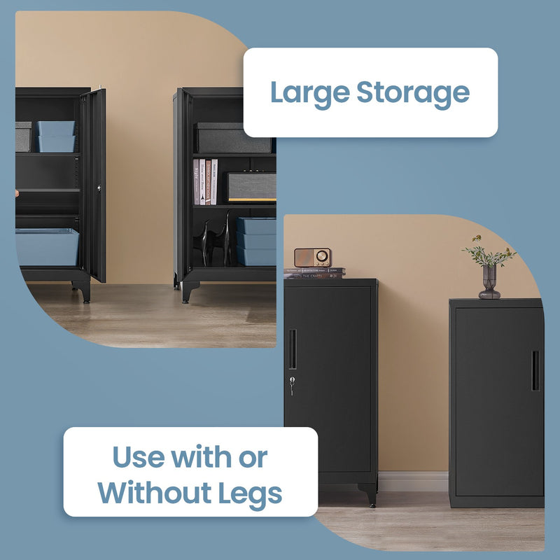 Metal Storage Cabinet with Lockable Doors for Office or Garage Organisation by Songmics