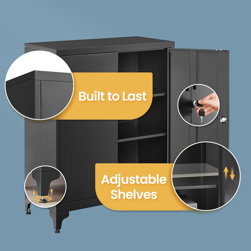 Metal Storage Cabinet with Lockable Doors for Office or Garage Organisation by Songmics