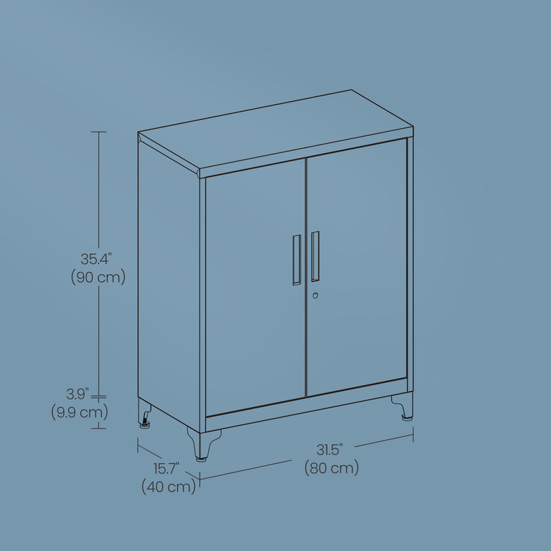 Metal Storage Cabinet with Lockable Doors for Office or Garage Organisation by Songmics