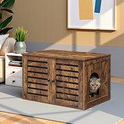 Brown Cat Litter Box Cabinet with Removable Divider and End Table Design by Feandrea