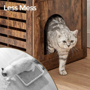 Brown Cat Litter Box Cabinet with Removable Divider and End Table Design by Feandrea