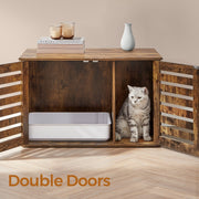 Brown Cat Litter Box Cabinet with Removable Divider and End Table Design by Feandrea