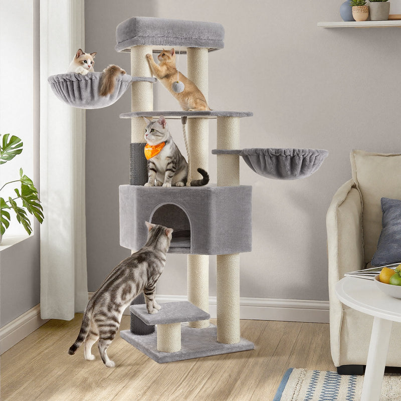 Heavy Duty Cat Tree for Large Cats with Self Warming Pads and Groomers by Feandrea