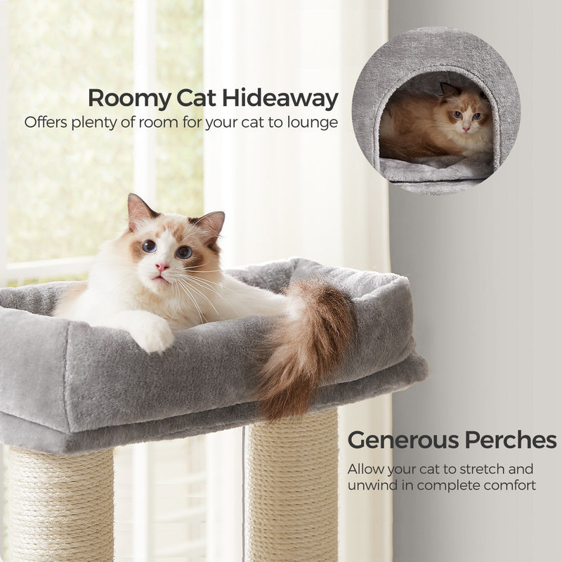 Heavy Duty Cat Tree for Large Cats with Self Warming Pads and Groomers by Feandrea