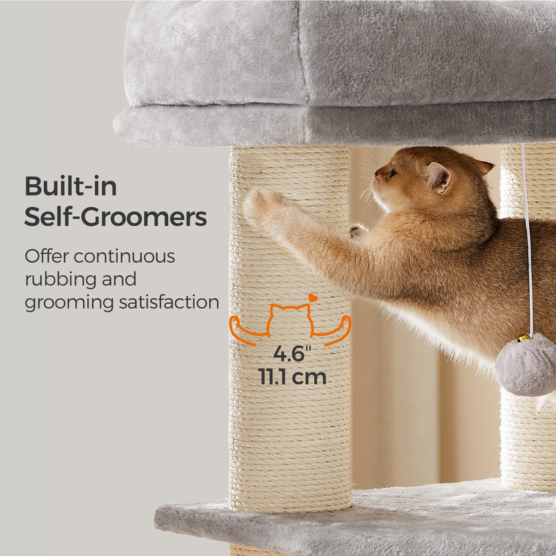 Heavy Duty Cat Tree for Large Cats with Self Warming Pads and Groomers by Feandrea