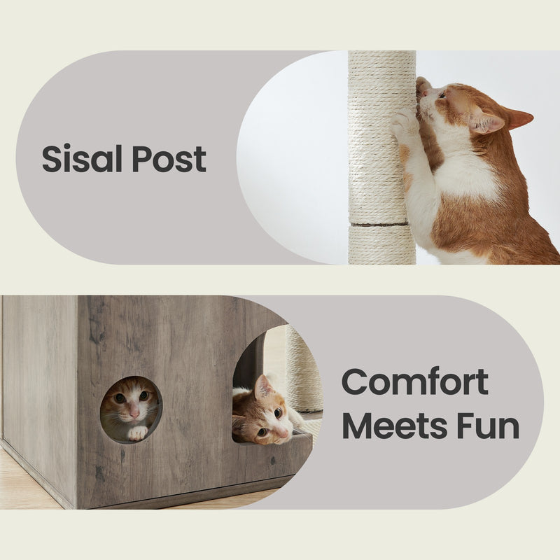 Dimensions diagram of the Feandrea 86cm modern cat tree