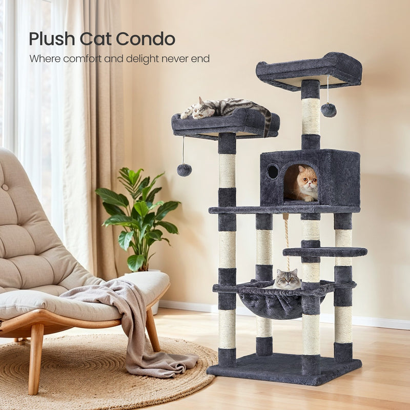 Multi Level Cat Tree Tower with 11 Scratching Posts and Comfy Perches by Feandrea