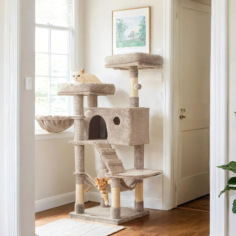 Large Cat Tree Tower with Ultra Soft Plush and Sturdy Design for Indoor Cats by Feandrea