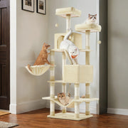 Large Cat Tree with Hammock 13 Scratching Posts and Perches for Indoor Cats by Feandrea