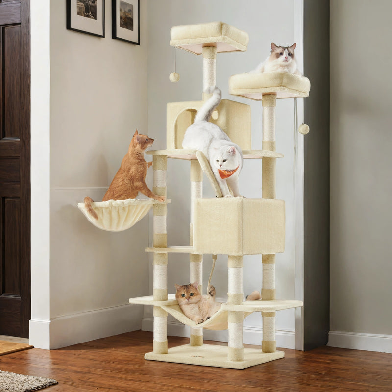 Large Cat Tree with Hammock 13 Scratching Posts and Perches for Indoor Cats by Feandrea