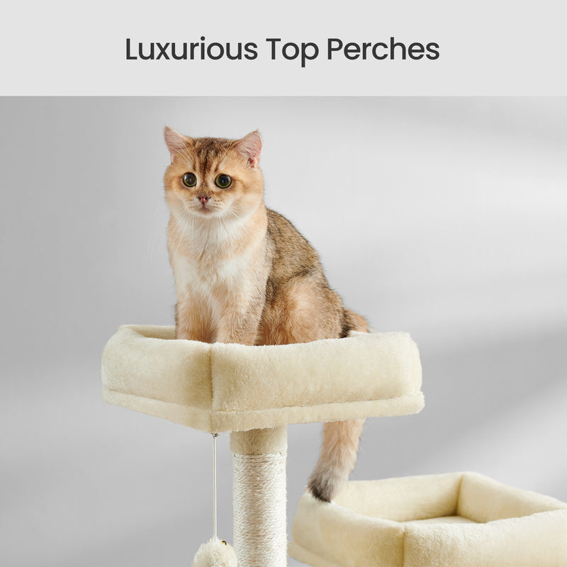 Large Cat Tree with Hammock 13 Scratching Posts and Perches for Indoor Cats by Feandrea