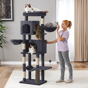 Large Multi Level Cat Tree Tower with Two Caves and Perches for Indoor Cats by Feandrea