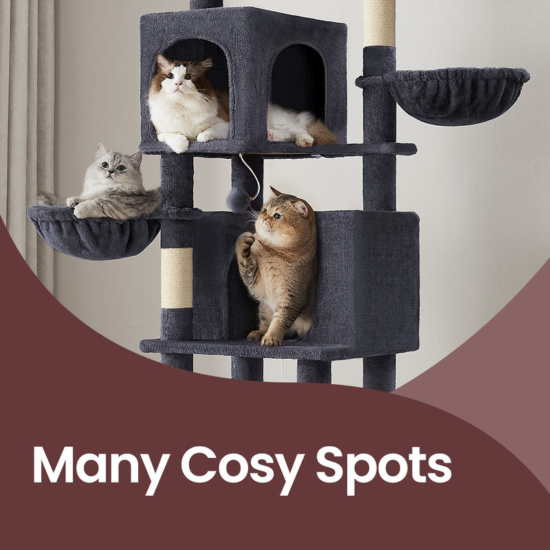 Large Multi Level Cat Tree Tower with Two Caves and Perches for Indoor Cats by Feandrea