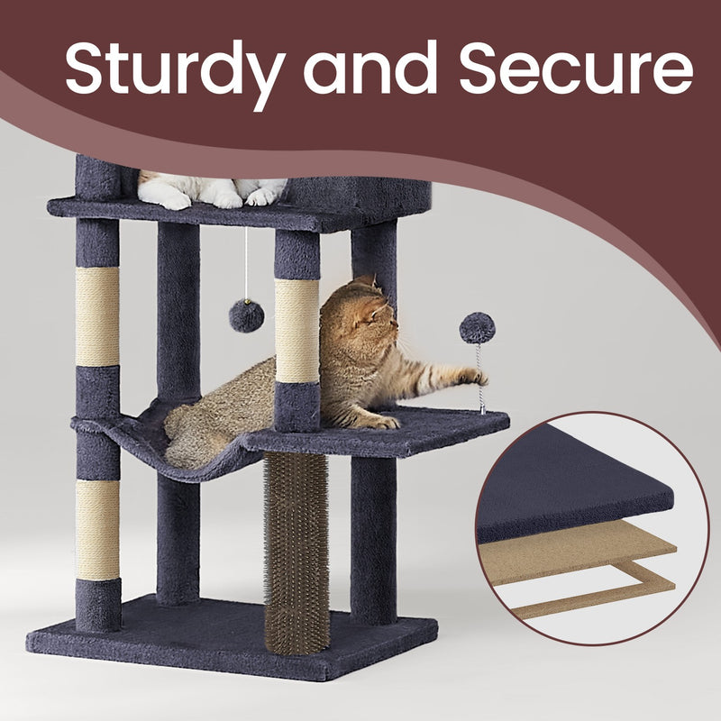 Large Multi Level Cat Tree Tower with Two Caves and Perches for Indoor Cats by Feandrea