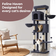 Large Multi Level Cat Tree Tower with Two Caves and Perches for Indoor Cats by Feandrea