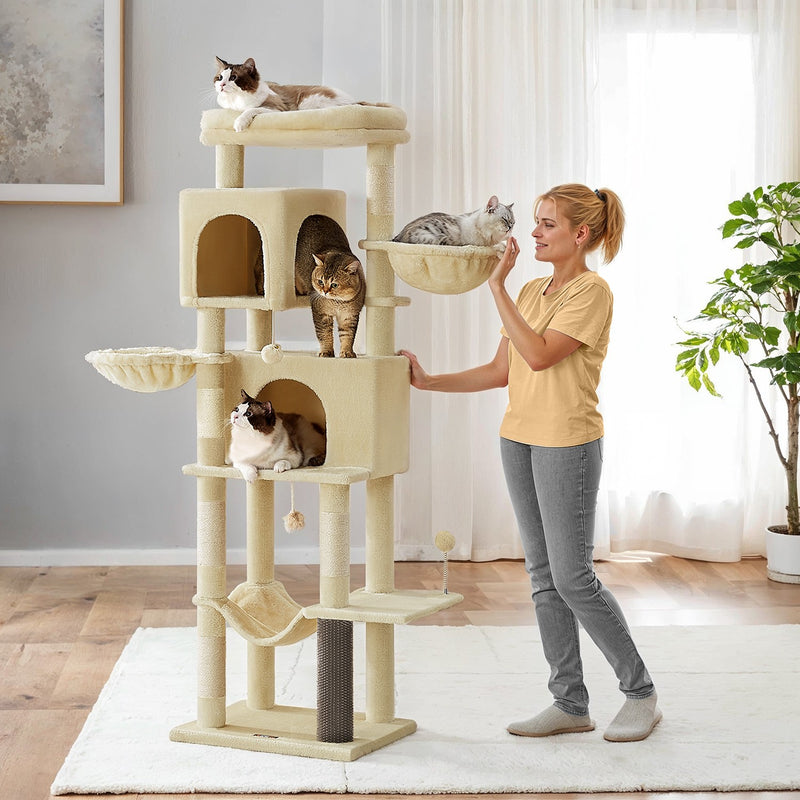 Large Multi Level Cat Tree Tower with 2 Spacious Caves and Platforms by Feandrea