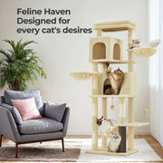 Large Multi Level Cat Tree Tower with 2 Spacious Caves and Platforms by Feandrea