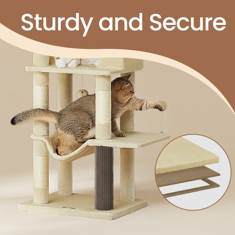 Large Multi Level Cat Tree Tower with 2 Spacious Caves and Platforms by Feandrea