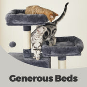 Large Indoor Cat Tree Tower with Hammock 13 Scratching Posts and Perches for Indoor Cats by Feandrea