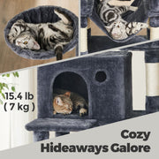 Large Indoor Cat Tree Tower with Hammock 13 Scratching Posts and Perches for Indoor Cats by Feandrea