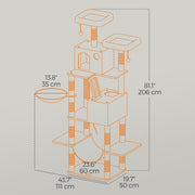 Large Indoor Cat Tree Tower with Hammock 13 Scratching Posts and Perches for Indoor Cats by Feandrea